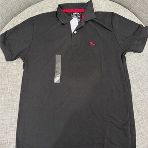 Black Polo Shirt with Red Logo